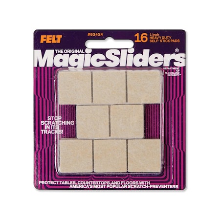 Magic Sliders Magic Sliders Felt Self Adhesive Caster Cup Oatmeal Square 1 in. W X 1 in. L 16 pk 63424A